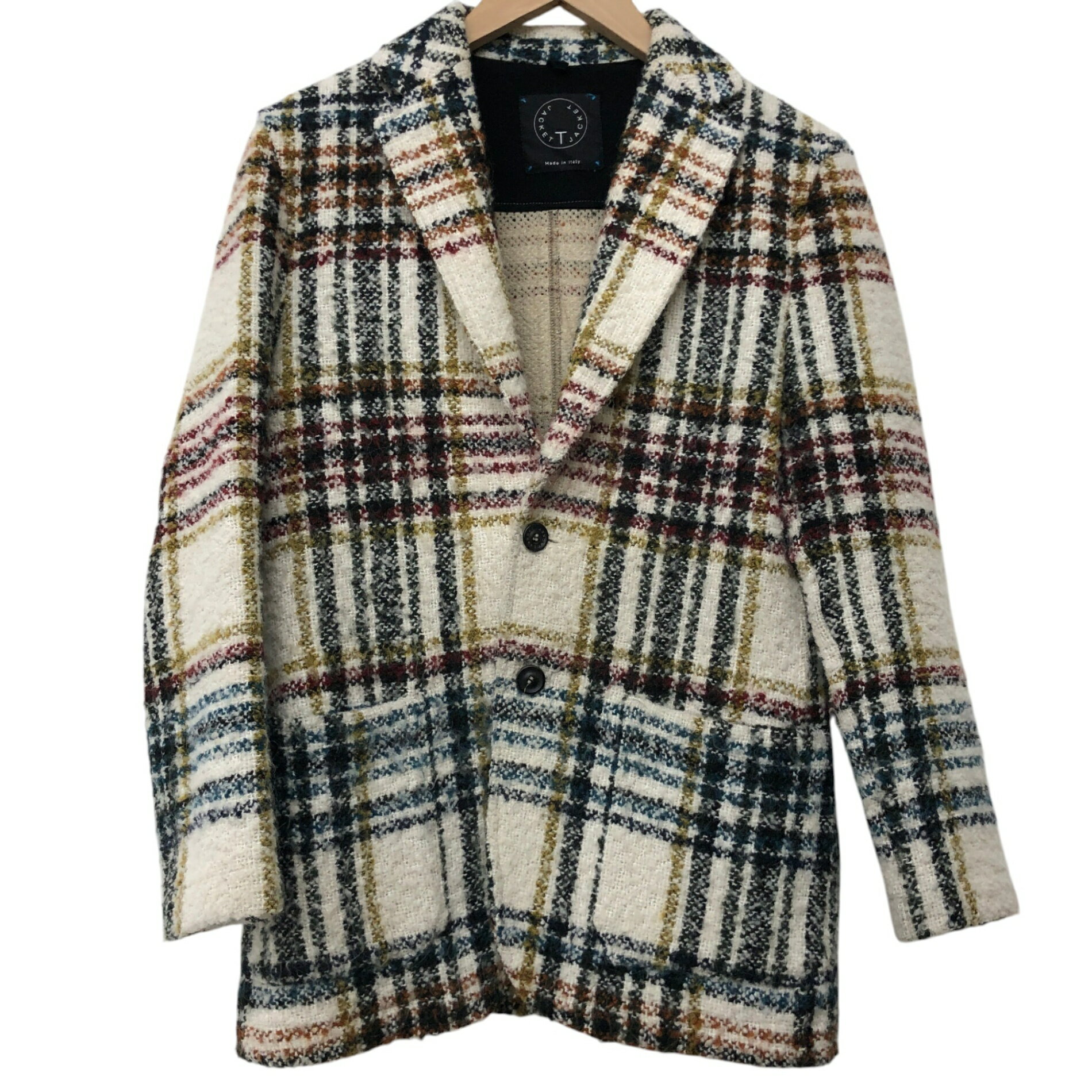 Rakuten - T-JACKET/ウールチェック/ジャケット/ホワイト/51G419J/サイズXS/メンズ/RS1558
