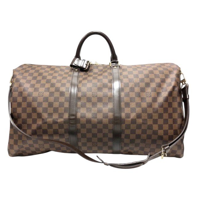 LOUIS VUITTON /ルイヴィトン/ダミエ・エベヌ/キーポル・バンドリエール55/ボストンバッグ/ネームタグにイニシャル有/ECネット/RS1738