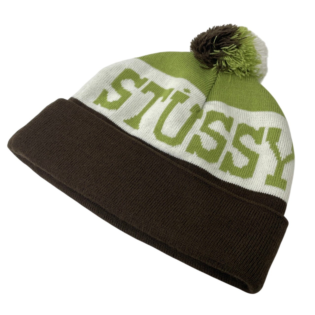 STUSSY/ステューシー/OLD STUSSY/ボンボン付き/ビーニー/ニット帽/ブラウン グリー...