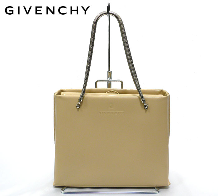 【GIVENCHY】ジバンシー　チェーン　ハンドル　レザー　ハンドバッグ ベージュ 【中古】