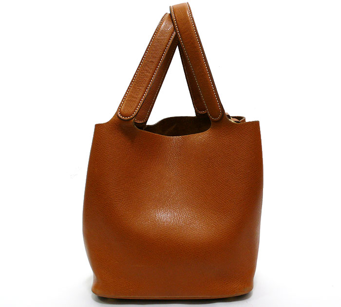 【henry HIGH CLASS】ヘンリーハイクラス　ピコタンロック　レザー　ハンドバッグ ブラウン　茶　【中古】のサムネイル