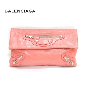 【BALENCIAGA】 バレンシアガ ジャイアントエンベローブ クラッチバッグ ピンク イタリア製 美品【中古】