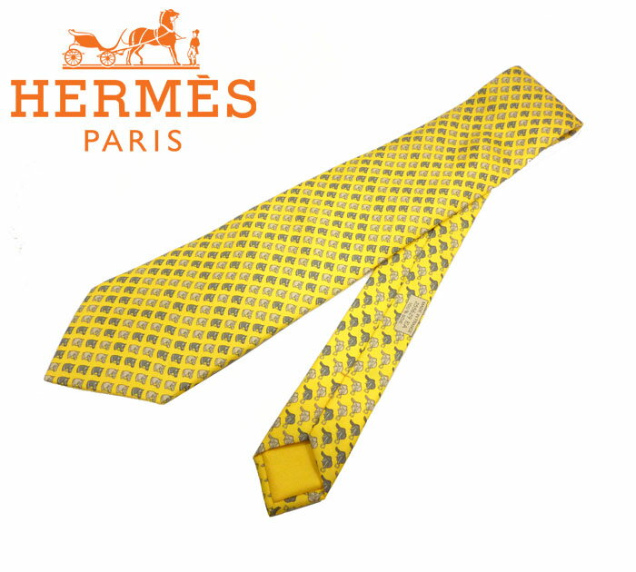 【楽天市場】【HERMES】エルメス ネクタイ 馬柄 ホース柄 イエロー系 シルク100％ メンズ フランス製 絹 RC0130【中古