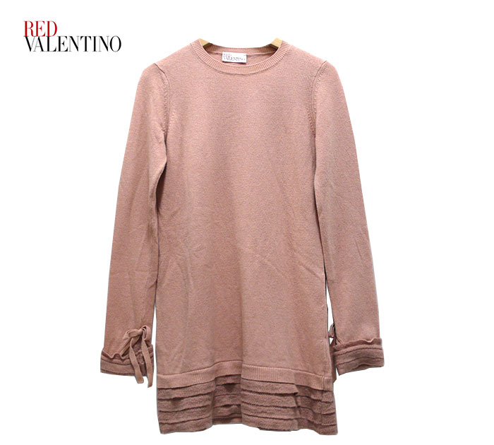 ▼【RED VALENTINO】レッドヴァレンティノ リボンモチーフ マキシニットセーター ピンク サイズXS RC0503【中古】