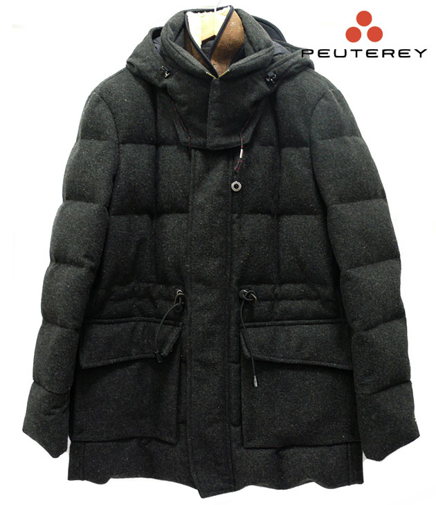 【PEUTEREY】ピューテリー ストラソフィア RXM ダウンコート ウール イタリア メンズ ツイード グレー 2013A/W モデル 美品 RM0746 【中古】