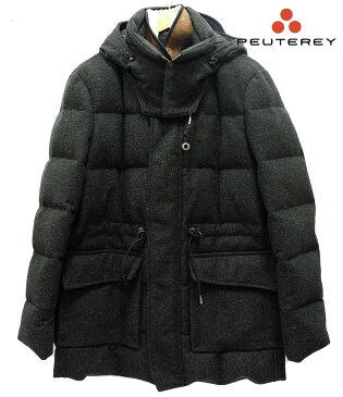 ▼【PEUTEREY】ピューテリー ストラソフィア RXM ダウンコート ウール イタリア メンズ ツイード グレー 2013A/W モデル 美品 RM0746 【中古】