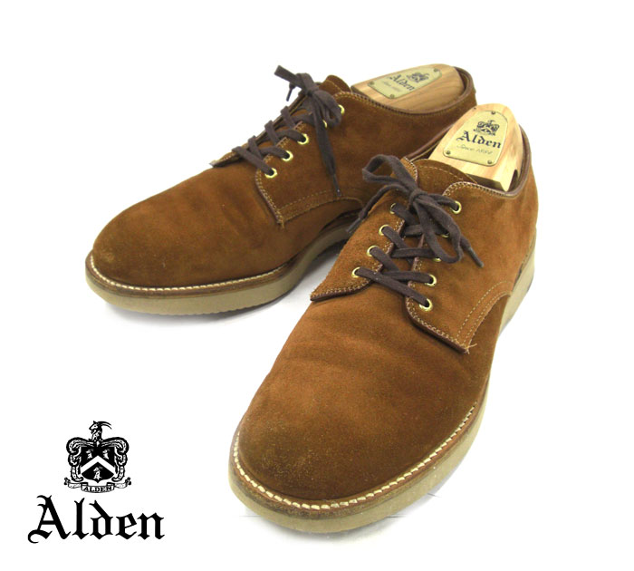 【ALDEN】オールデン ＃49083 レザーシューズ スナッフスウェード ミリタリーラスト プレーントゥ サイズ8 1/2 D スーパーライトソール 紳士靴 メンズ RM1739【中古】