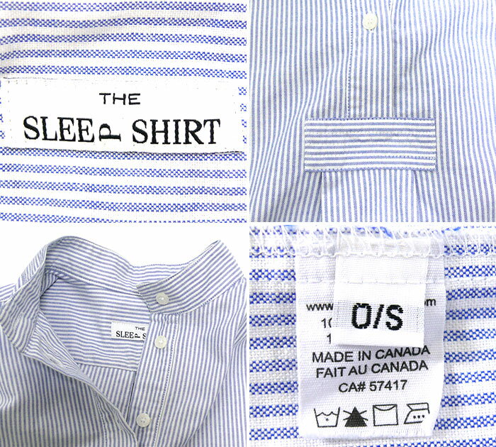 【THE SLEEP SHIRT】 ザスリープシャツ ルームウェア セットアップ XSサイズ カナダ製 コットン ボーダー 青 レディース 女性用 美品 RC0802【中古】