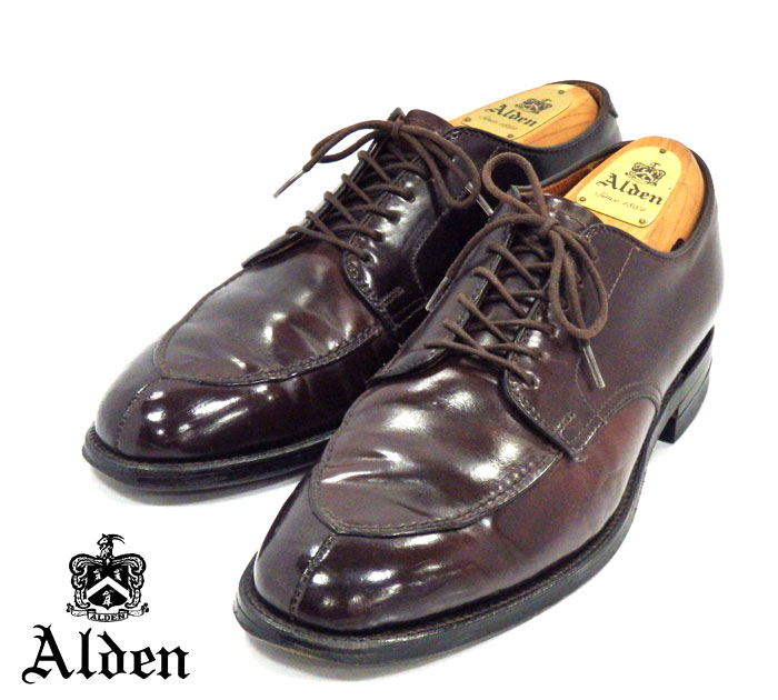 【ALDEN×unipair】オールデン ユニペア別注 ＃63088 サイズ7 1/2D Vチップ コードヴァン トゥルーフレアラスト ダークブラウン ドレスシューズ 紳士靴 メンズ RM1056 【中古】