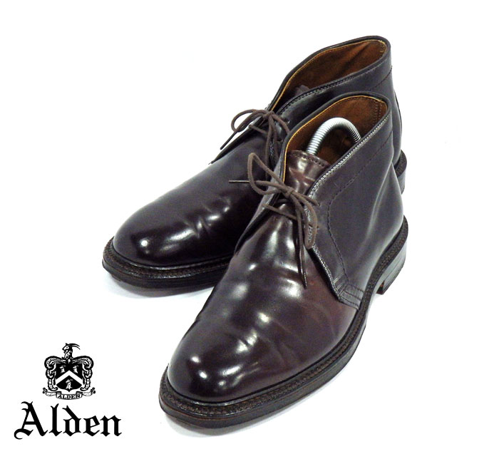 【ALDEN】オールデン ＃1339 コードバン チャッカーブーツ バリーラスト ダークバーガンディ サイズ8D ドレスシューズ スチールトゥ付き 紳士靴 メンズ RM1145 【中古】