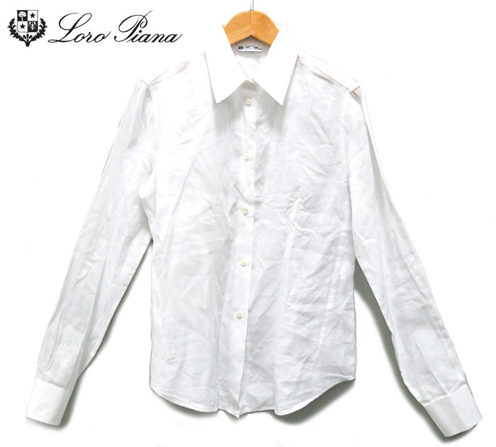 【Loro Piana】 ロロピアーナ　リネン　ロングスリーブ　シャツ size42 白　ホワイト　麻　イタリア製 【中古】のサムネイル
