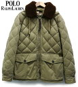 【POLO RALPH LAUREN】 ポロ ラルフローレン ムートンカラー キルテッド ユーティリティ ダウンジャケット M カーキ 上着 【中古】 汚れキズ特価