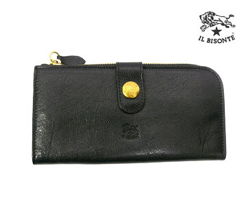 【IL BISONTE】イルビゾンテ レザーロングウォレット 保存袋付 長財布 本革 レザー 黒 男女兼用【美品】RC0548 【中古】
