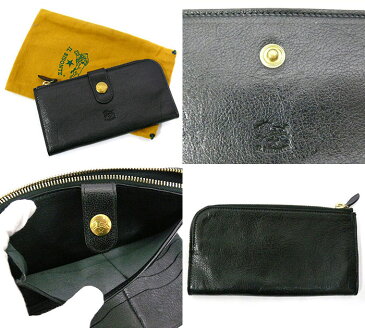 【IL BISONTE】イルビゾンテ レザーロングウォレット 保存袋付 長財布 本革 レザー 黒 男女兼用【美品】RC0548 【中古】