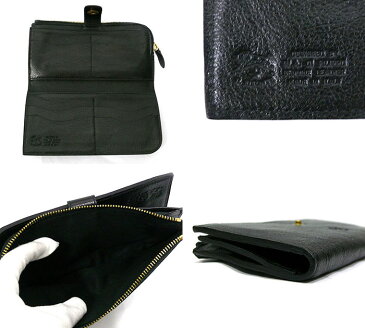 【IL BISONTE】イルビゾンテ レザーロングウォレット 保存袋付 長財布 本革 レザー 黒 男女兼用【美品】RC0548 【中古】