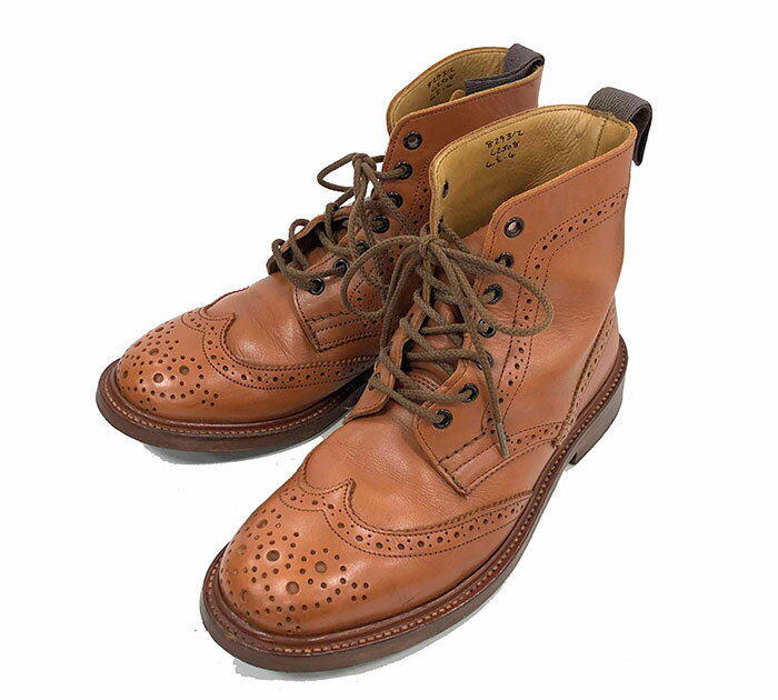 【Tricker's】トリッカーズ ウィングチップ カントリーシューズ L2508 サイズ4 1/2 ブラウン 茶 レザー メンズ 革靴 RA5867【中古】