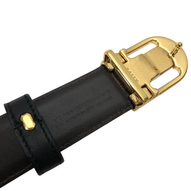 【BALLY】バリー レザー ベルト ブラック×ブラウン 105/42 イタリア製 革 小物 RA7788【中古】