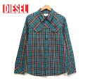 【DIESEL】ディーゼル ウエスタンシャツ チェック柄 サイズ16 メンズ 男性用 グリーン×レッド×ブラック×ベージュ 綿 ON1830【中古】