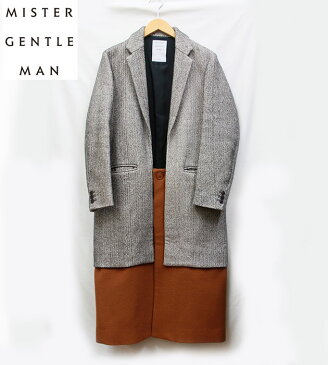 【Mr.GENTLEMAN】ミスタージェントルマン チェスターコート2016AW LAYERED COATサイズXS MIXグレー オレンジ 日本製 美品【中古】F51931