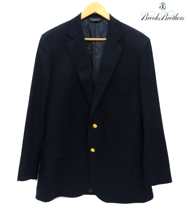 【BROOKS BROTHERS】ブルックスブラザーズ2Bウール 紺ブレザー ジャケット 金ボタン サイズ42REG ネイビー【中古】FB0683のサムネイル