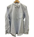 【COMME des GARCONS SHIRT】コムデギャルソン 中綿フロント切替ボーダー柄長袖シャツ サイズM ブルー フランス製 メンズ【中古】FB3898