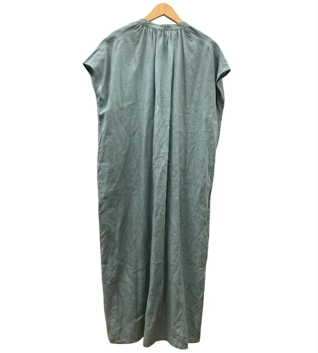 美品【LE GLAZIK】 ルグラジック ノースリーブ リネンシャツワンピース サイズ36 ブルー系 レディース【中古】FB3807