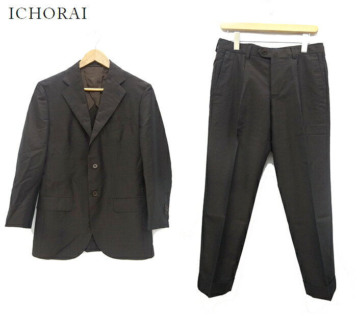 【ICHORAI】 イコライ 段返り 3Bウール 背抜きスーツセットアップ サイズ44 SS 茶ブラウン ジャケット スラックス 薄手 春夏 春用 夏用 秋用【中古】FB1228