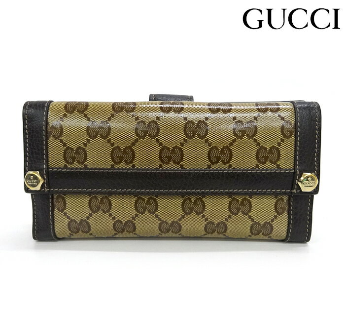 【GUCCI】グッチ GGクリスタル レザー Wホック長財布 231839 イタリア製 ロングウォレット G刻印アウトレット品【中古】FB1250