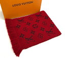 【LOUIS VUITTON】ルイヴィトン M72432 モノグラム エシャルプロゴマニア ルビー シルク混マフラー フリンジ レッド 赤 イタリア製 箱付き【...