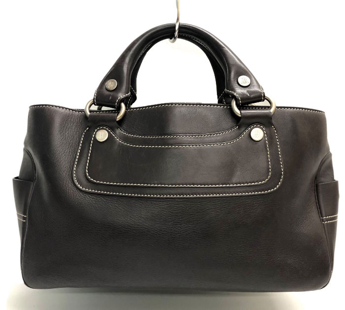【CELINE】セリーヌ レザーブギーバッグ ハンドバッグ トートバッグ ダークブラウン 本革 マカ
