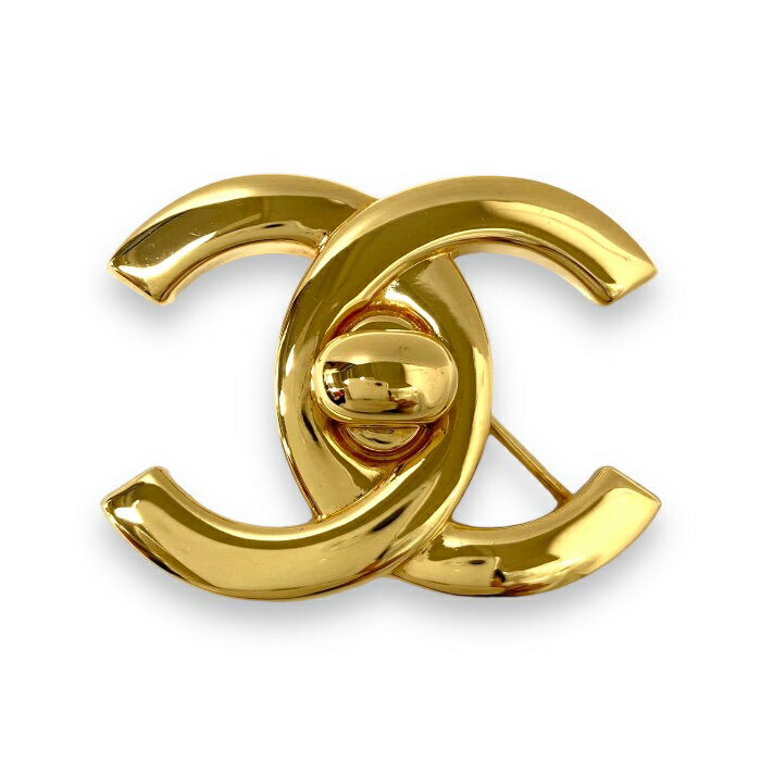 【値下げしました】【CHANEL】シャネル ココマーク ターンロック ブローチ 96A ロゴ ゴールド 金色 ラ..