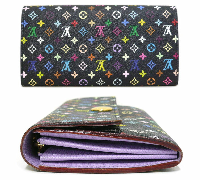 【楽天市場】【LOUIS VUITTON】ルイヴィトン モノグラム マルチカラー ポルトフォイユ サラ 長財布 ノワール×ヴィオレ 黒×紫