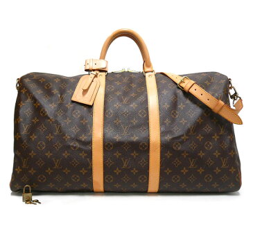 【LOUIS VUITTON】ルイヴィトン モノグラム キーポル バンドリエール55 ボストンバッグ 旅行バッグ PVC×レザー ショルダーストラップ パドロック 鍵あり M41414 ON4594【中古】