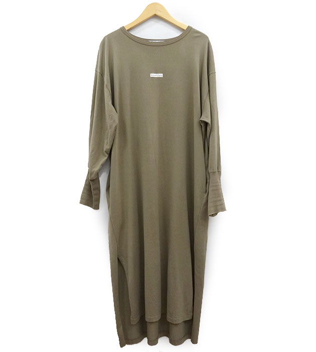 【Americana】 アメリカーナ ボリュームスリーブワンピース BEAUTY&YOUTH UNITED ARROWS 別注 マキシ丈 ワンピース オリーブ フリーサイズ 【中古】FF3381