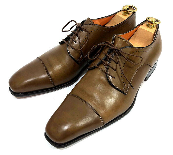 Santoni サントーニ ストレートチップ レースアップ ブラウン カーフ サイズ6 【中古】