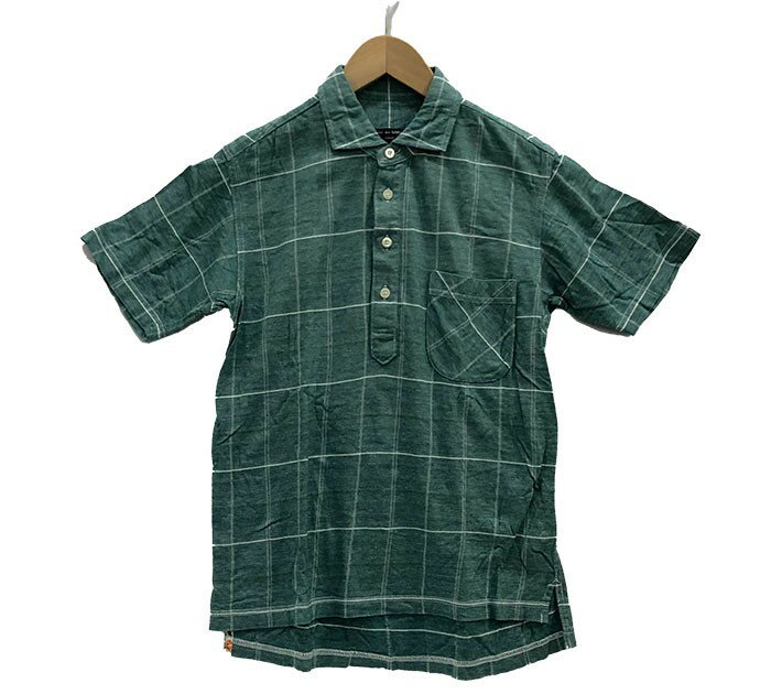 COMME des GARCONS HOMME コムデギャルソンオム ラインチェック ショートスリーブ ポロシャツ グリーン サイズS 【中古】