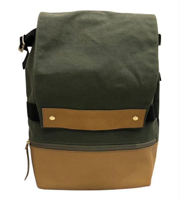 【LUGGEX】ラジェックス 2WAYリュック カーキ×ブラウン グリーン系 バックパック 日本製【中古】FB3582(4)