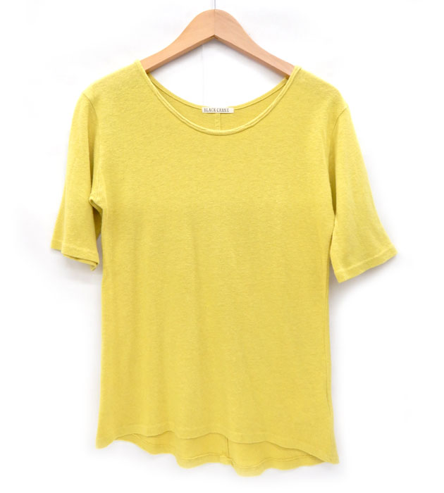 【BLACK CRANE】 ブラッククレーン ハーフスリーブサマーニット サイズXS イエロー レディース【中古】FB1180
