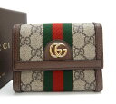 【GUCCI】グッチ グッチ 625703 オフディア GG レザー×キャンバス 三つ折り財布 イタリア製 シェリーライン コンパクトウォレット 箱付き 収納袋付き 極美品【中古】FB2746|詳細画像