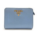 【PRADA】プラダ サフィアーノ バイカラー2つ折り財布 ブルー イタリア製 ウォレット 二つ折り財布【中古】FB2283