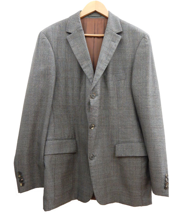 【HUGOBOSS】 ヒューゴボス 3Bセットアップスーツ ジャケット×パンツ サイズ45 グレー系 チェック柄 メンズ【中古】FB2531