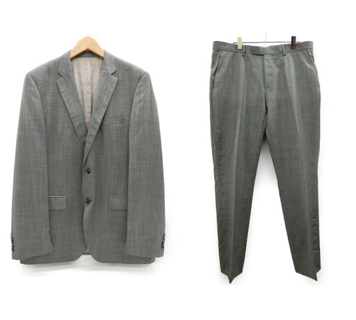 【HUGOBOSS】 ヒューゴボス ウール スーツセットアップ ジャケット スラックス パンツ サイズ42R グレー メンズ 春夏 美品【中古】FB3250 【HUGOBOSS】 ヒューゴボス ウール スーツセットアップ ジャケット スラックス パンツ サイズ42R グレー メンズ 春夏 美品【中古】FB3250