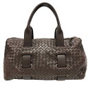 【Bottega Veneta】ボッテガヴェネタ 外観美品 イントレチャート ボストンバッグ レザー ハンドバッグ ブラウン 茶色 鞄 RC4206 【中古】