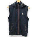 【MONCLER】モンクレール スウェット フード ベスト ネイビー 切替 サイズM 男性用 メンズ トップス RA6511【中古】