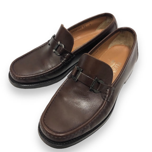 【Salvatore Ferragamo】サルヴァトーレフェラガモ ガンチーニ ローファー サイズ7 ブラウン シューズ 紳士靴 メンズ 革靴 レザー RA66...