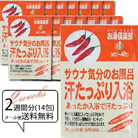 入浴剤 発汗 【お湯倶楽部　汗たっぷり入浴 14個】 メール便 送料無料 でおトク ！ ※ラッピング不可　五洲薬品