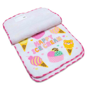 送料無料 女児 ミニタオル3枚組&ループ付きハンドタオル3枚組のセット ユニコーン アイス ケーキ柄 ミニタオルハンカチ ループタオル