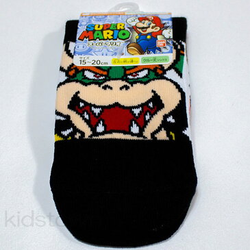スーパーマリオ 左右柄違い クルー丈ソックス 15-20cm クッパ&マリオ のび〜る&フィット 靴下 SUPER MARIO