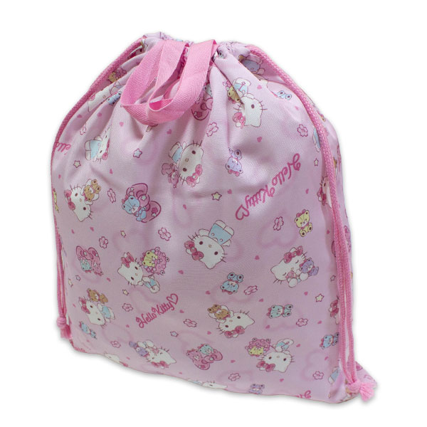 ハローキティ 巾着 L 約H385×W340mm エプロン 体操服 上履き 上靴 hello kit ...