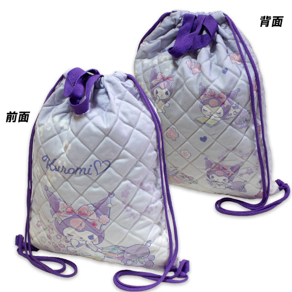 Rakuten - クロミ キルトナップサック パープル QKU2-2280 約33cm×40cm 日本製 キルトバッグ 手提げ バッグ リュック kuromi サンリオ Sanrio 2025-2026年